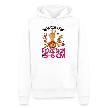 You See A Peace Sign, I See 5-6 Cm - Männer Premium Bio Hoodie - Weiß - Vorne - Nico (187cm)