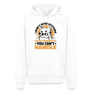 Je n’ai pas d’attitude 7 - Sweat à capuche Premium bio Homme - blanc - Devant - Nico (187cm)