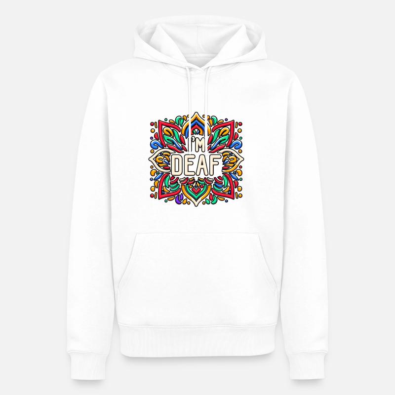 Je suis sourd 43 - Sweat à capuche Premium bio Homme - blanc