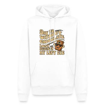 Jour 12 Sans chocolat, perte de l’audition dans mon œil18 - Sweat à capuche Premium bio Homme - blanc - Devant - Nico (187cm)