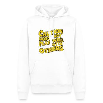 Caution Does Not Play Well With Others 91 - Men’s Premium Organic Hoodie - white - Front - Nico (187cm)
