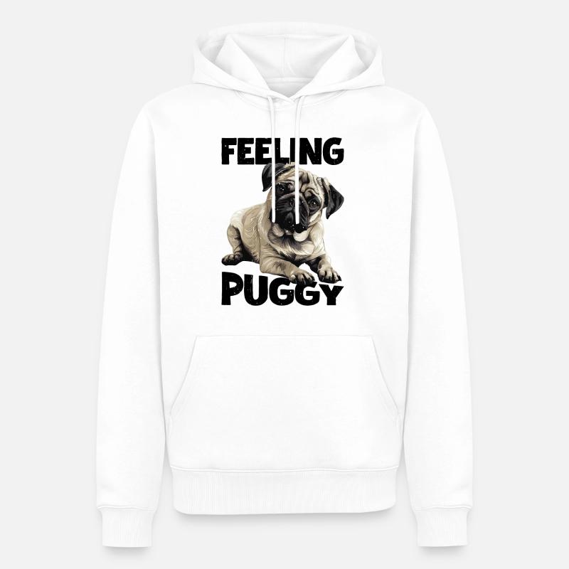 Se sentir Puggy 2 - Sweat à capuche Premium bio Homme - blanc