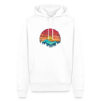 Sunset Forest Mountain Outdoor Retro 80s Vintage 2 - Männer Premium Bio Hoodie - Weiß - Vorne - Nico (187cm)