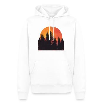 Sunset Forest Silhouette Extérieur Rétro Années 80 Vibe 2 - Sweat à capuche Premium bio Homme - blanc - Devant - Nico (187cm)