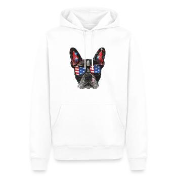 Boston Terrier with American Sunglasses - Men’s Premium Organic Hoodie - white - Front - Nico (187cm)