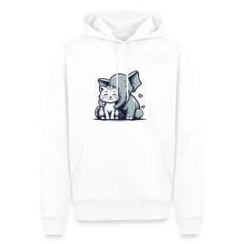 Cuddling Cat And Elephant In Love - Männer Premium Bio Hoodie - Weiß - Vorne - Nico (187cm)