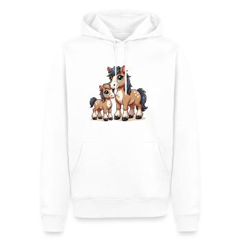 Parent cheval aimant avec enfant - Sweat à capuche Premium bio Homme - blanc - Devant - Nico (187cm)