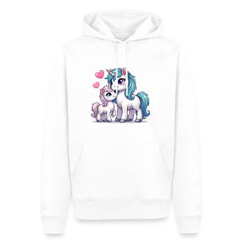 Parent licorne aimant avec enfant - Sweat à capuche Premium bio Homme - blanc - Devant - Nico (187cm)