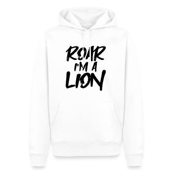 Rugir, je suis un lion - Sweat à capuche Premium bio Homme - blanc - Devant - Nico (187cm)