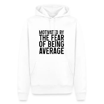 Motivé par la peur d’être moyen - Sweat à capuche Premium bio Homme - blanc - Devant - Nico (187cm)