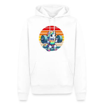 Rainbow Unicorn Lifting In The Gym - Männer Premium Bio Hoodie - Weiß - Vorne - Nico (187cm)