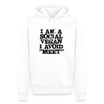 Je suis un végétalien social J’évite de rencontrer - Sweat à capuche Premium bio Homme - blanc - Devant - Nico (187cm)