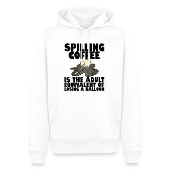 Spilling Coffee Is Like Losing A Balloon4 - Men’s Premium Organic Hoodie - white - Front - Nico (187cm)