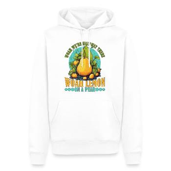 Woah We're Halfway There, Woah Lemon On A Pear 9 - Männer Premium Bio Hoodie - Weiß - Vorne - Nico (187cm)