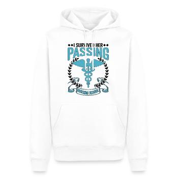 J’ai survécu à son décès École d’infirmières 23 - Sweat à capuche Premium bio Homme - blanc - Devant - Nico (187cm)