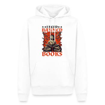 J’ai lu des livres interdits 62 - Sweat à capuche Premium bio Homme - blanc - Devant - Nico (187cm)