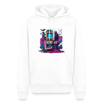 Retro Tech - Men’s Premium Organic Hoodie - white - Front - Nico (187cm)