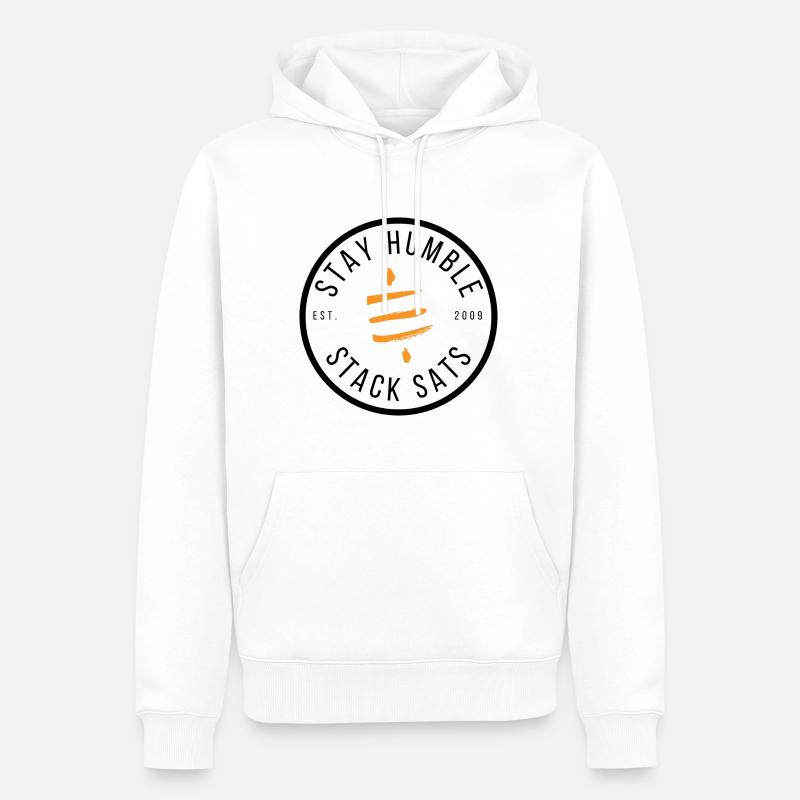 Bitcoin | Stay Humble, Stack Sats | Est. 2009 - Männer Premium Bio Hoodie - Weiß