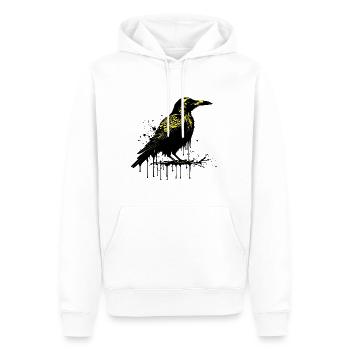 Shacubu - Simple Raven Design in Yellow Black - Men’s Premium Organic Hoodie - white - Front - Nico (187cm)