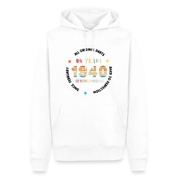 84 Jahre alt Baujahr 1940 Jahrgang Februar 1940 - Männer Premium Bio Hoodie - Weiß - Vorne - Nico (187cm)