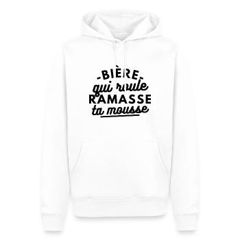 Bière qui roule ramasse ta mousse - Sweat à capuche Premium bio Homme - blanc - Devant - Nico (187cm)