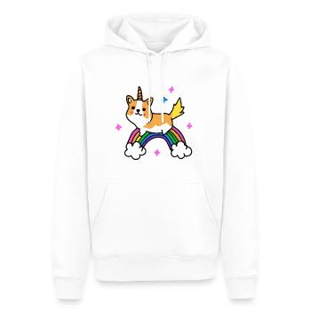 Corgi Einhorn Regenbogen Hund Geschenk Welsh Corgi - Männer Premium Bio Hoodie - Weiß - Vorne - Nico (187cm)
