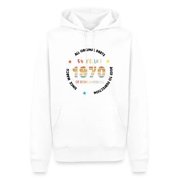 54 Years Old Made In 1970 Vintage March 1970 - Sweat à capuche Premium bio Homme - blanc - Devant - Nico (187cm)