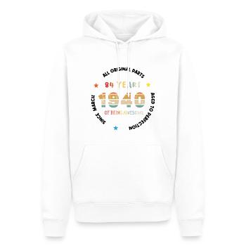 84 Jahre alt Baujahr 1940 Jahrgang März 1940 - Männer Premium Bio Hoodie - Weiß - Vorne - Nico (187cm)