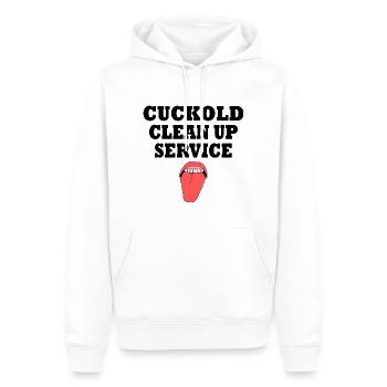Cuckold clean up service - Männer Premium Bio Hoodie - Weiß - Vorne - Nico (187cm)