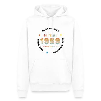 55 Years Old Made In 1969 Vintage March 1969 - Sweat à capuche Premium bio Homme - blanc - Devant - Nico (187cm)