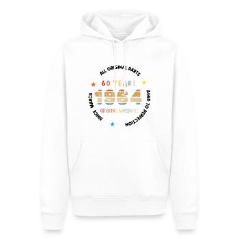 60 Years Old Made In 1964 Vintage March 1964 - Sweat à capuche Premium bio Homme - blanc - Devant - Nico (187cm)