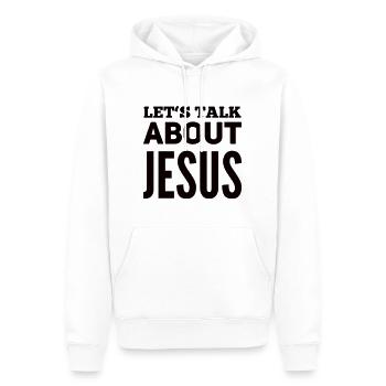 Let's Talk About Jesus - Men’s Premium Organic Hoodie - white - Front - Nico (187cm)