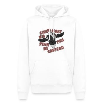 Cabri mort is not afraid of a knife - Men’s Premium Organic Hoodie - white - Front - Nico (187cm)