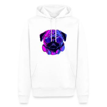 Synthwave Pug Dog Puppy - Men’s Premium Organic Hoodie - white - Front - Nico (187cm)