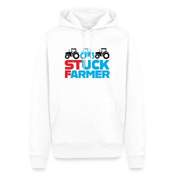 Stuck Farmer! - Men’s Premium Organic Hoodie - white - Front - Nico (187cm)