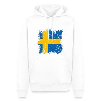 Suède Drapeau Scandinavie Drapeau suédois - Sweat à capuche Premium bio Homme - blanc - Devant - Nico (187cm)