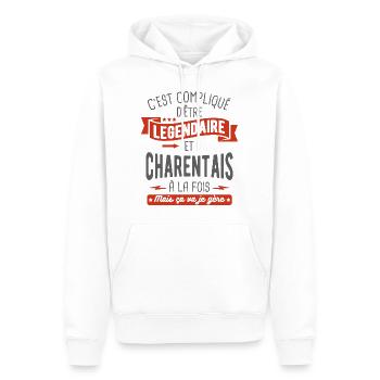 légendaire et charentais - Sweat à capuche Premium bio Homme - blanc - Devant - Nico (187cm)