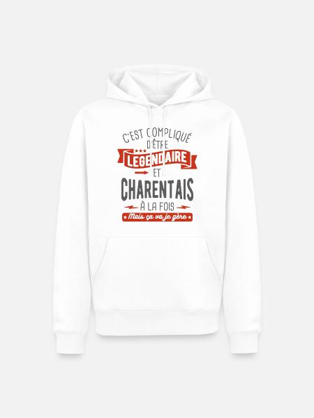 légendaire et charentais - Sweat à capuche Premium bio Homme - blanc