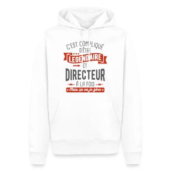 légendaire et directeur - Sweat à capuche Premium bio Homme - blanc - Devant - Nico (187cm)