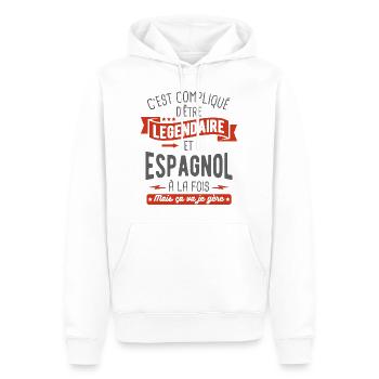 légendaire et espagnol - Sweat à capuche Premium bio Homme - blanc - Devant - Nico (187cm)