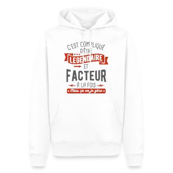 légendaire et facteur - Sweat à capuche Premium bio Homme - blanc - Devant - Nico (187cm)