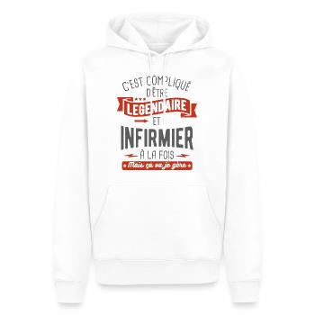légendaire et infirmier - Sweat à capuche Premium bio Homme - blanc - Devant - Nico (187cm)