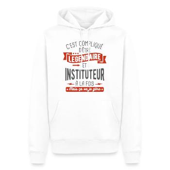 légendaire et instituteur - Sweat à capuche Premium bio Homme - blanc - Devant - Nico (187cm)