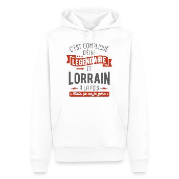 légendaire et lorrain - Sweat à capuche Premium bio Homme - blanc - Devant - Nico (187cm)