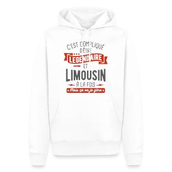 légendaire et limousin - Sweat à capuche Premium bio Homme - blanc - Devant - Nico (187cm)