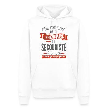 légendaire et secouriste - Sweat à capuche Premium bio Homme - blanc - Devant - Nico (187cm)