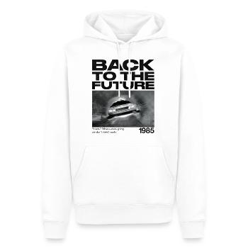 Retour Vers Le Futur Don´t Need Roads DeLorean - Sweat à capuche Premium bio Homme - blanc - Devant - Nico (187cm)