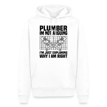 Plumber sayings | Craftsman Trainee Gift Ideas - Men’s Premium Organic Hoodie - white - Front - Nico (187cm)