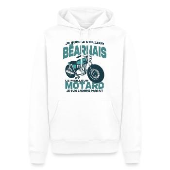 Le meilleur motard et le meilleur béarnais - Sweat à capuche Premium bio Homme - blanc - Devant - Nico (187cm)