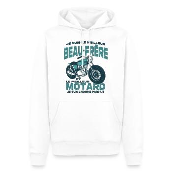 Le meilleur motard et le meilleur beau-frère - Sweat à capuche Premium bio Homme - blanc - Devant - Nico (187cm)